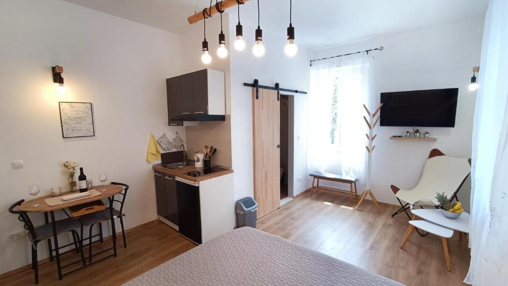 Kuchyň nebo kuchyňský kout v ubytování Rooms Diana