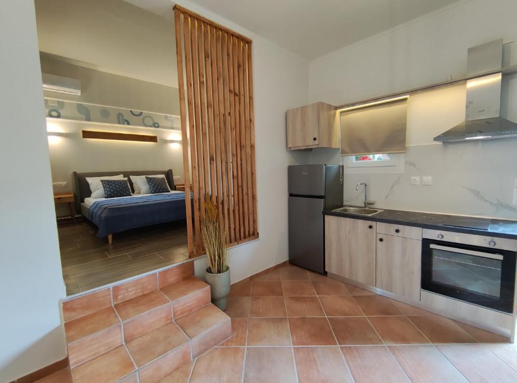 Kuchyň nebo kuchyňský kout v ubytování Coritos apartments 2 Corfu