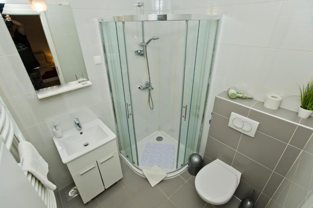 Koupelna v ubytování Guesthouse Aurora