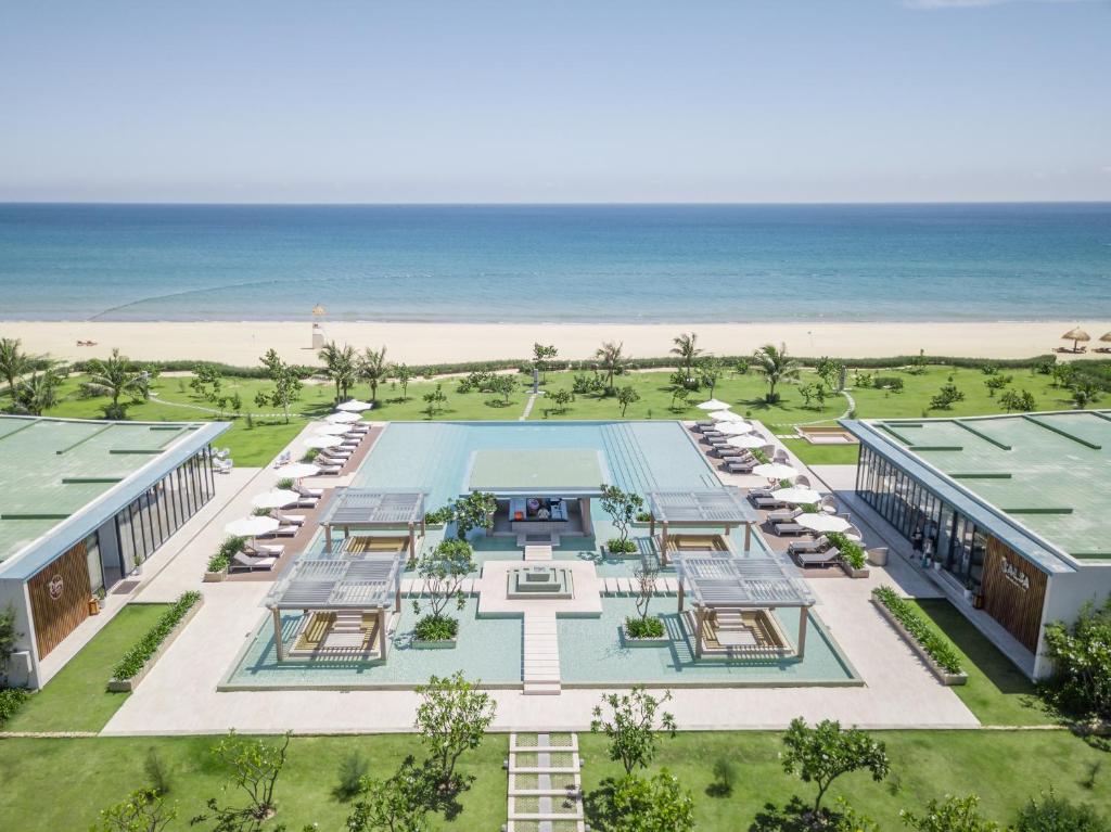 an aerial view of the resort with the beach in the background at FLC Luxury Resort Quy Nhon in Quy Nhon