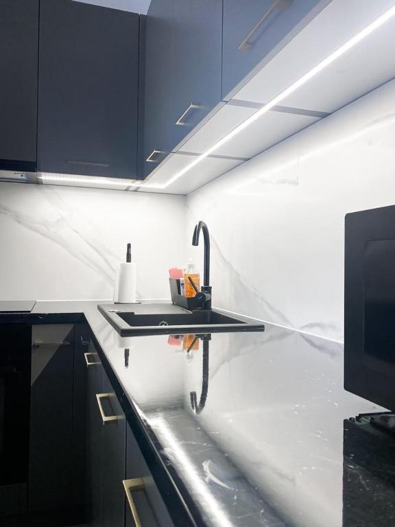 Kuchyň nebo kuchyňský kout v ubytování Apartament KARMEL