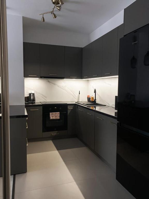 Kuchyň nebo kuchyňský kout v ubytování Apartament KARMEL