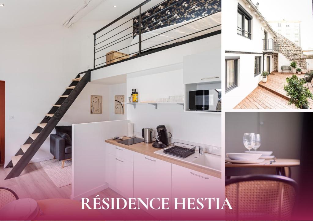 Kuchyň nebo kuchyňský kout v ubytování Le cocon stéphanois - Résidence Hestia