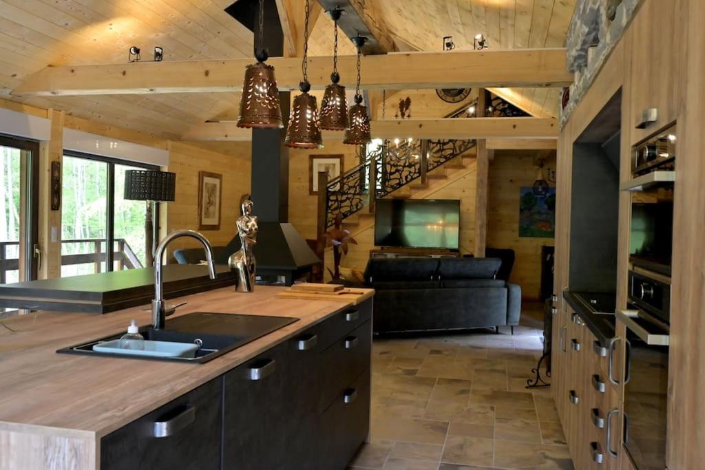 TV a/nebo společenská místnost v ubytování Chalet : le moulin du sagard