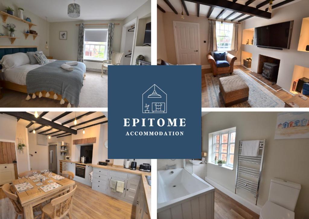 a collage of pictures of a kitchen and a bedroom at The Old Tailors Cottage in Long Whatton