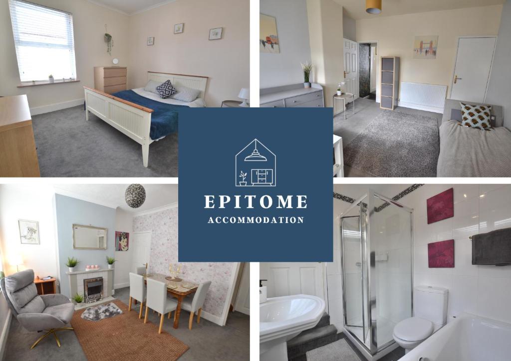 a collage of photos of a bedroom and a bathroom at Church View in Quorndon