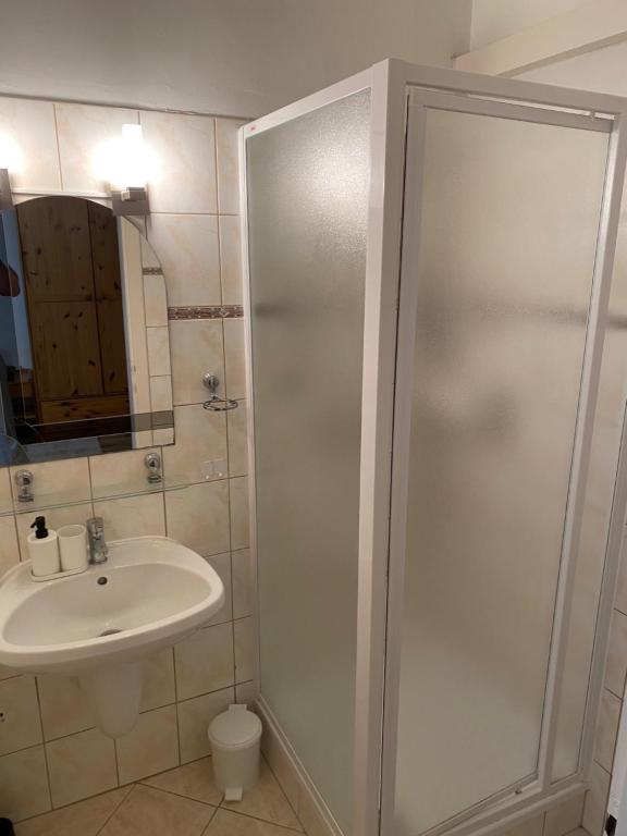Koupelna v ubytování Global Apartmanház