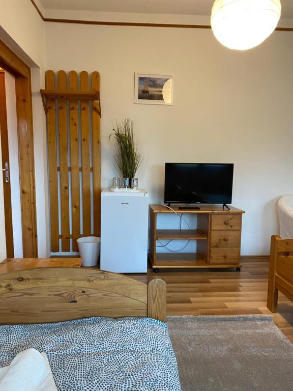TV a/nebo společenská místnost v ubytování Global Apartmanház