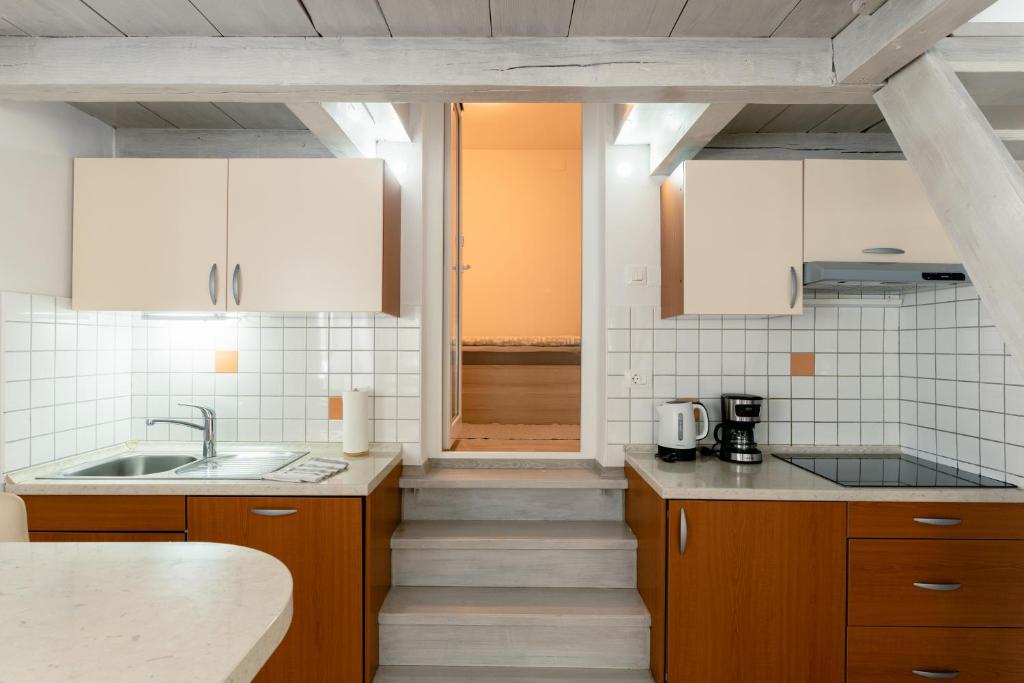 Kuchyň nebo kuchyňský kout v ubytování Apartment Kanalec