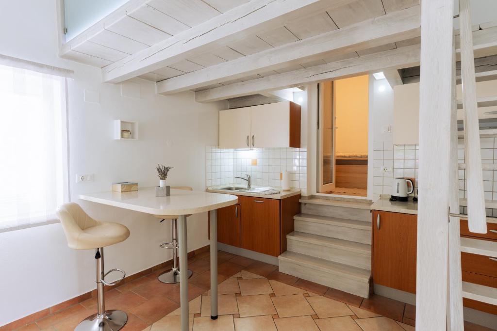Kuchyň nebo kuchyňský kout v ubytování Apartment Kanalec