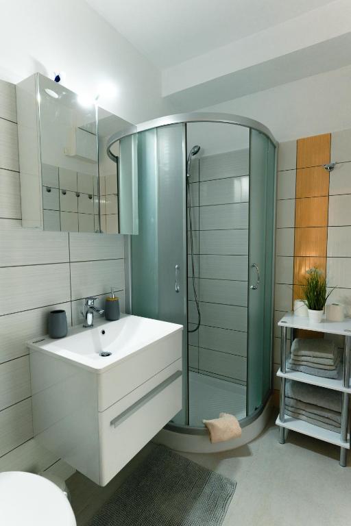 Koupelna v ubytování Apartment Kanalec