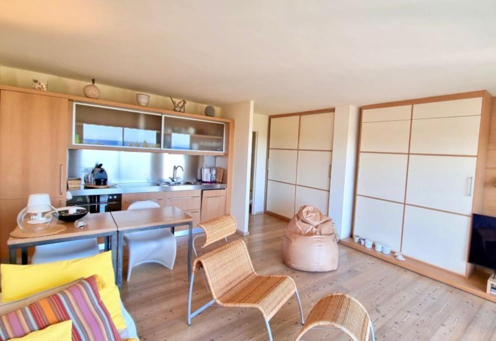 Majoituspaikan Studio Cap d'Antibes Vue Mer Exceptionnelle keittiö tai keittotila