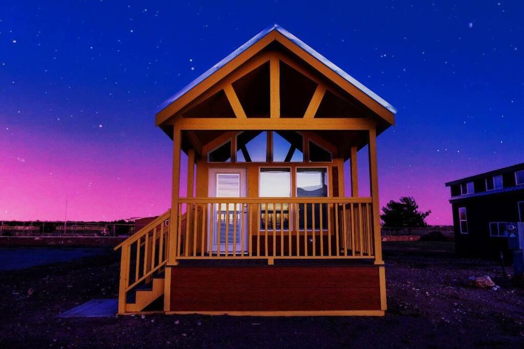 a small gazebo in a field at night at 080 Tiny Home nr Grand Canyon South Rim Sleeps 8 in Valle