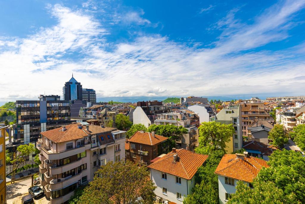a view of a city with buildings at 2BD Penthouse: Stunning Plovdiv Views in Plovdiv