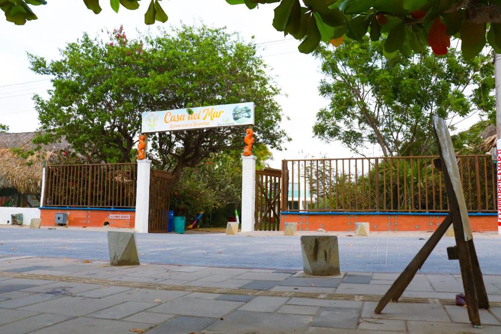 a street sign in the middle of a street at Casa del Mar in Tolú