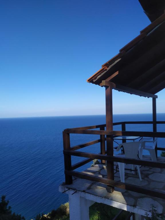 a view of the ocean from a house at Double studio room by the sea in Tsagarada