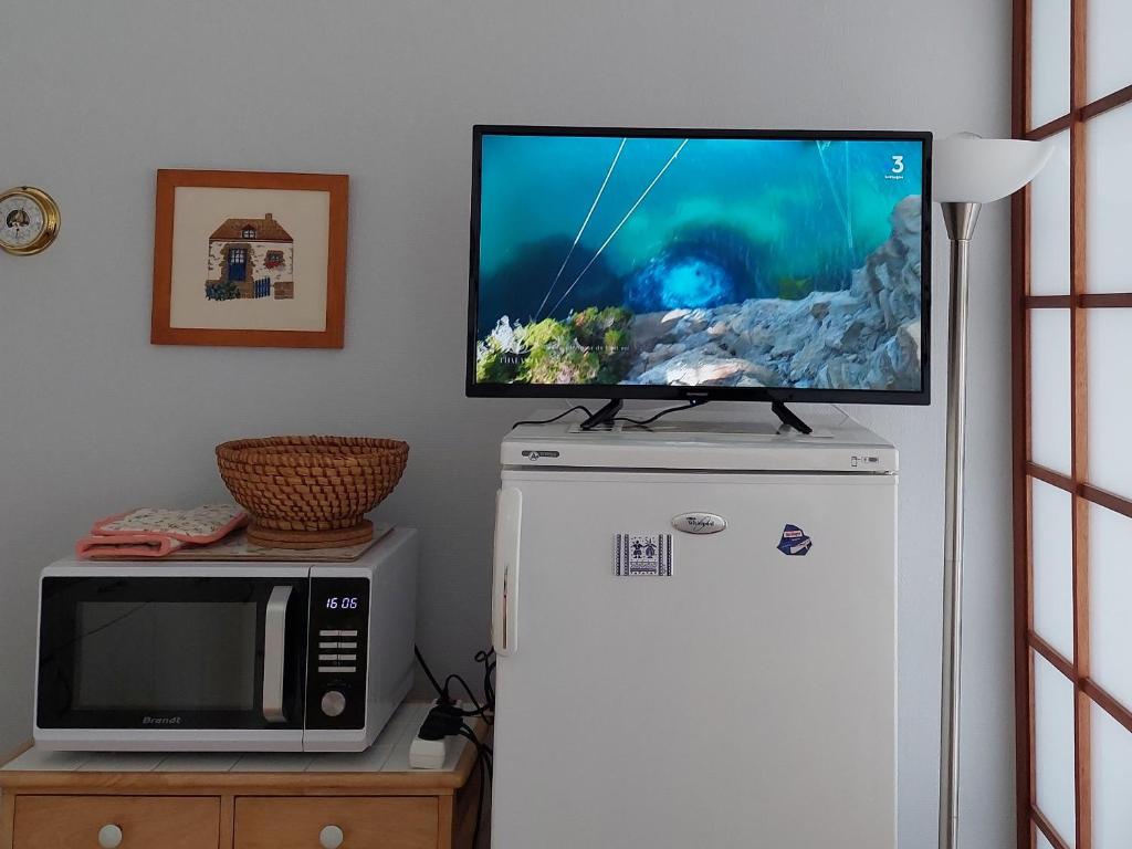 Kuchyň nebo kuchyňský kout v ubytování Studio lumineux proche port & plages