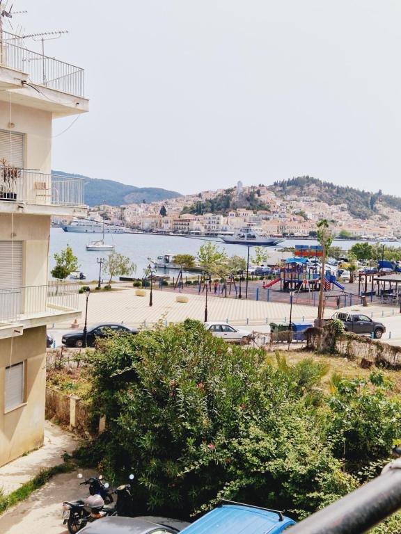 a view of a beach from a apartment building at SARONIC VIEW in Galatas