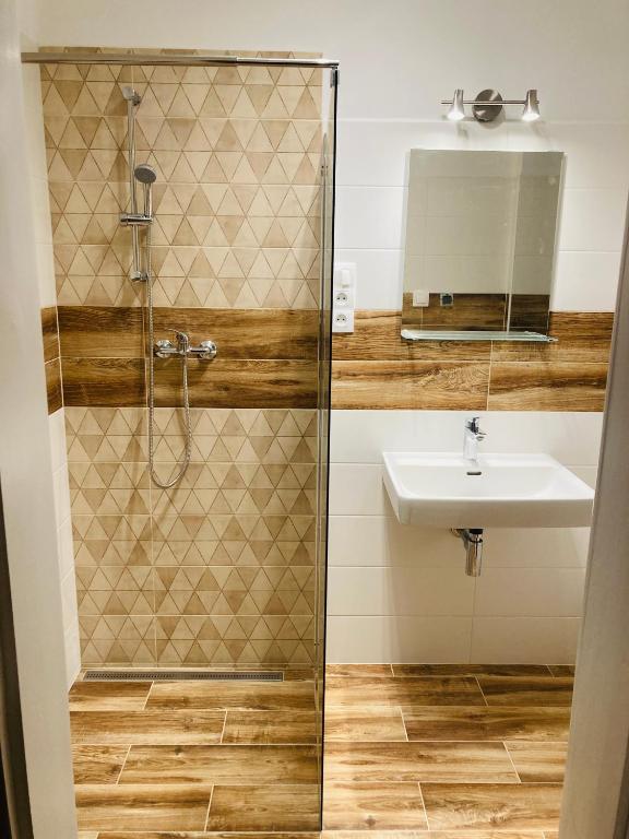 Koupelna v ubytování Apartmány Chmelničky