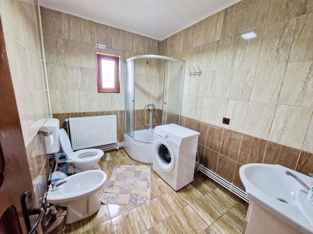 Koupelna v ubytování Cabana Poiana Dealul Frumos