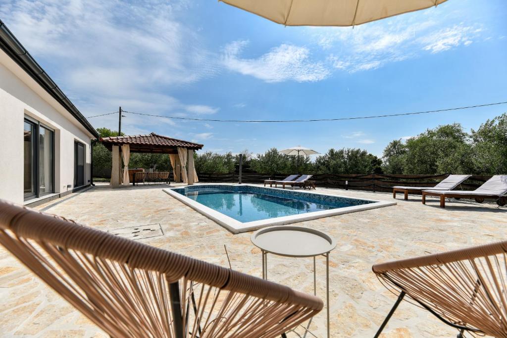 Bazén v ubytovaní Wonderful Holiday House Bruno with heated pool alebo v jeho blízkosti