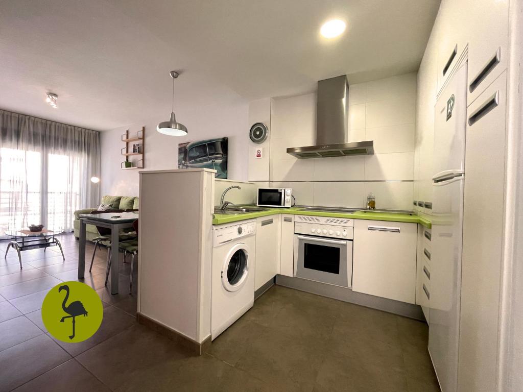 Kuchyň nebo kuchyňský kout v ubytování Apartamentos Los Flamencos