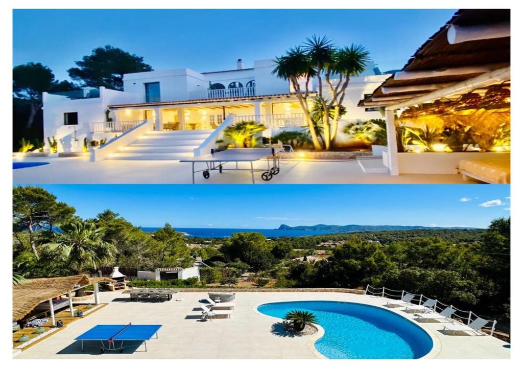 two pictures of a house and a swimming pool at Villa La Residence Ibiza in Sant Josep de sa Talaia
