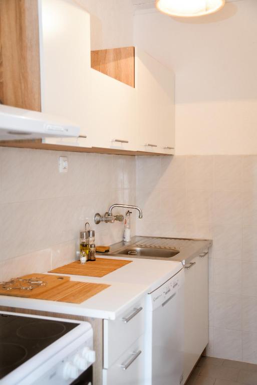 Kuchyň nebo kuchyňský kout v ubytování Iker apartments