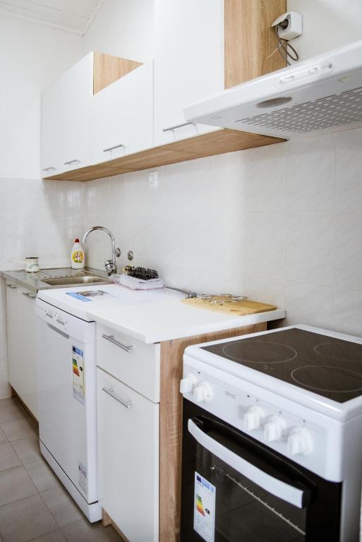 Kuchyň nebo kuchyňský kout v ubytování Iker apartments