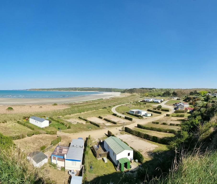 an aerial view of a campground on the beach at Camping Village Nature D'O in Hillion