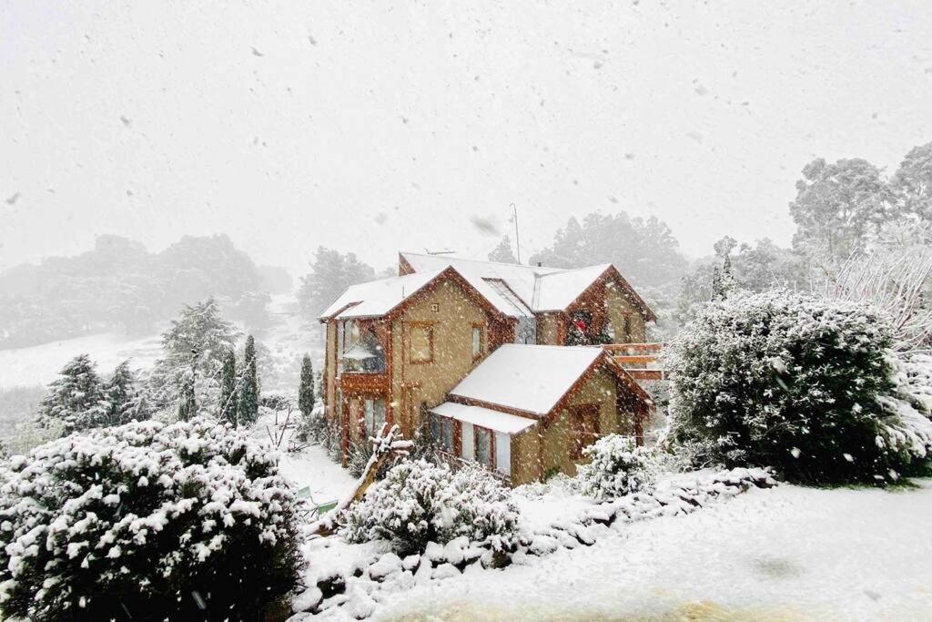 a house covered in snow in front at MAGICAL MOUNTAIN RETREAT - 20 mins to CBD and only 10 to MONA! in Collinsvale