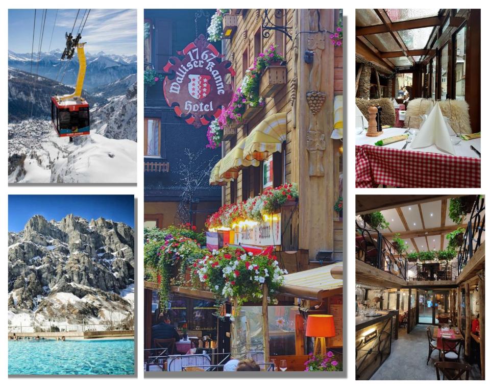 een collage van vier foto's van een resort bij Boutique Hotel de la Croix-Fédérale in Leukerbad