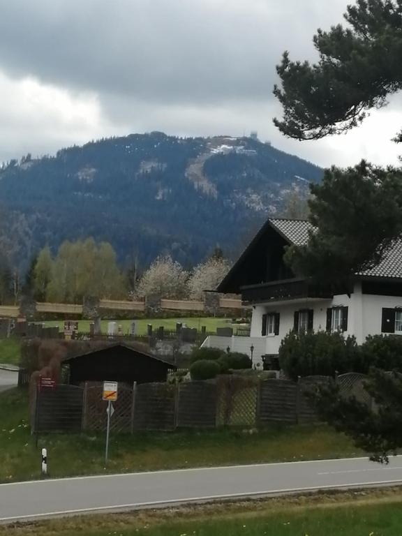una casa al lado de una carretera con una montaña en Wohnung Gretl, en Bayerisch Eisenstein