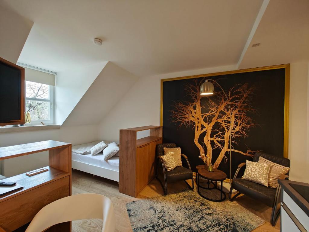 TV a/nebo společenská místnost v ubytování ArtRoom Boarding Apartment