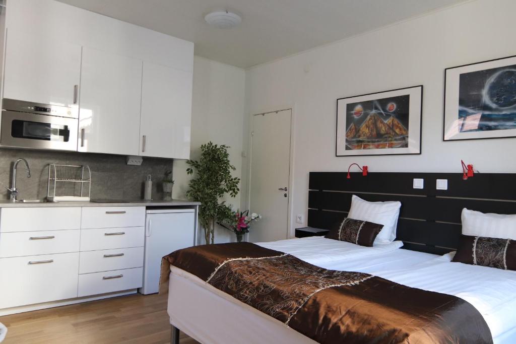Kuchyň nebo kuchyňský kout v ubytování City HotelApartment