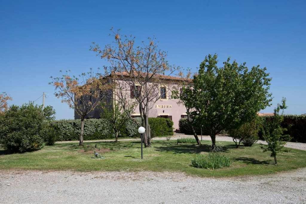 a large white building with trees in front of it at Agriturismo Podere Santa Virginia in Albinia