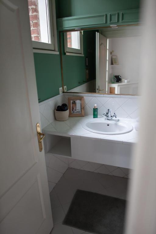 a bathroom with a sink and a mirror at MAISON RENARD in Béthune