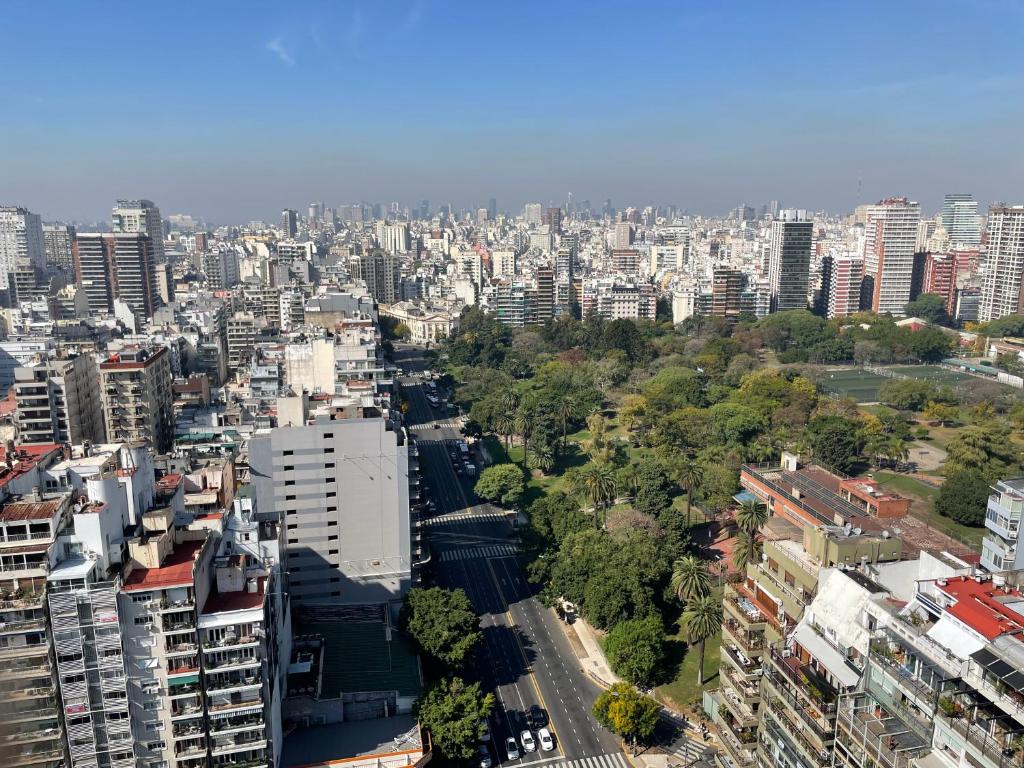 an aerial view of a city with tall buildings at Spacious 5BR Classic Apt in Palermo in Buenos Aires