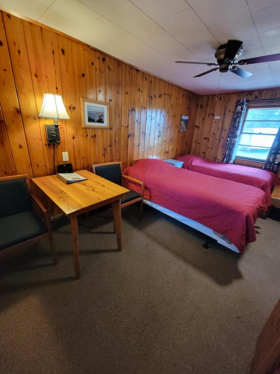 Postel nebo postele na pokoji v ubytování Two Rivers Motel and Cabins of Kenton, MI