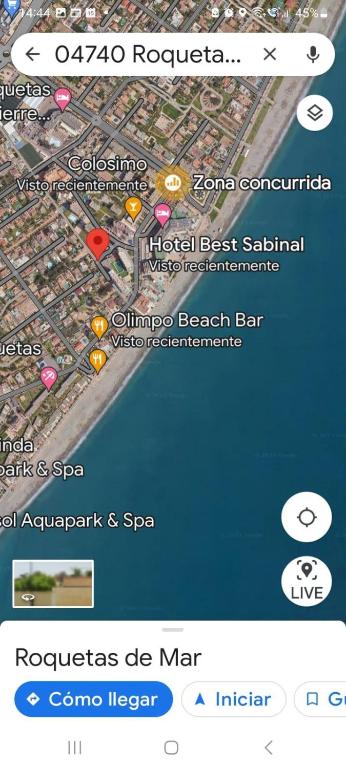 a screenshot of a cell phone with a map at Concordia in Roquetas de Mar