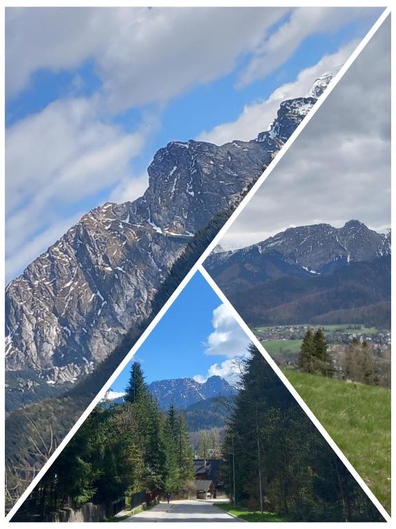 a collage of four pictures of mountains at Pokoje Gościnne Góraleczka Kościelisko in Kościelisko