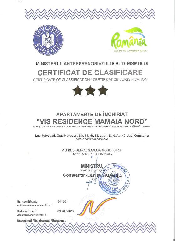 Certificat, premi, rètol o un altre document de VIS RESIDENCE