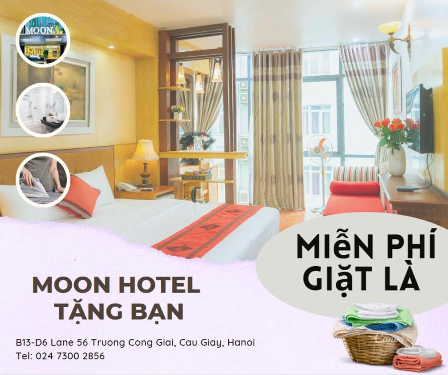 Postel nebo postele na pokoji v ubytování Moon Hotel Cau Giay