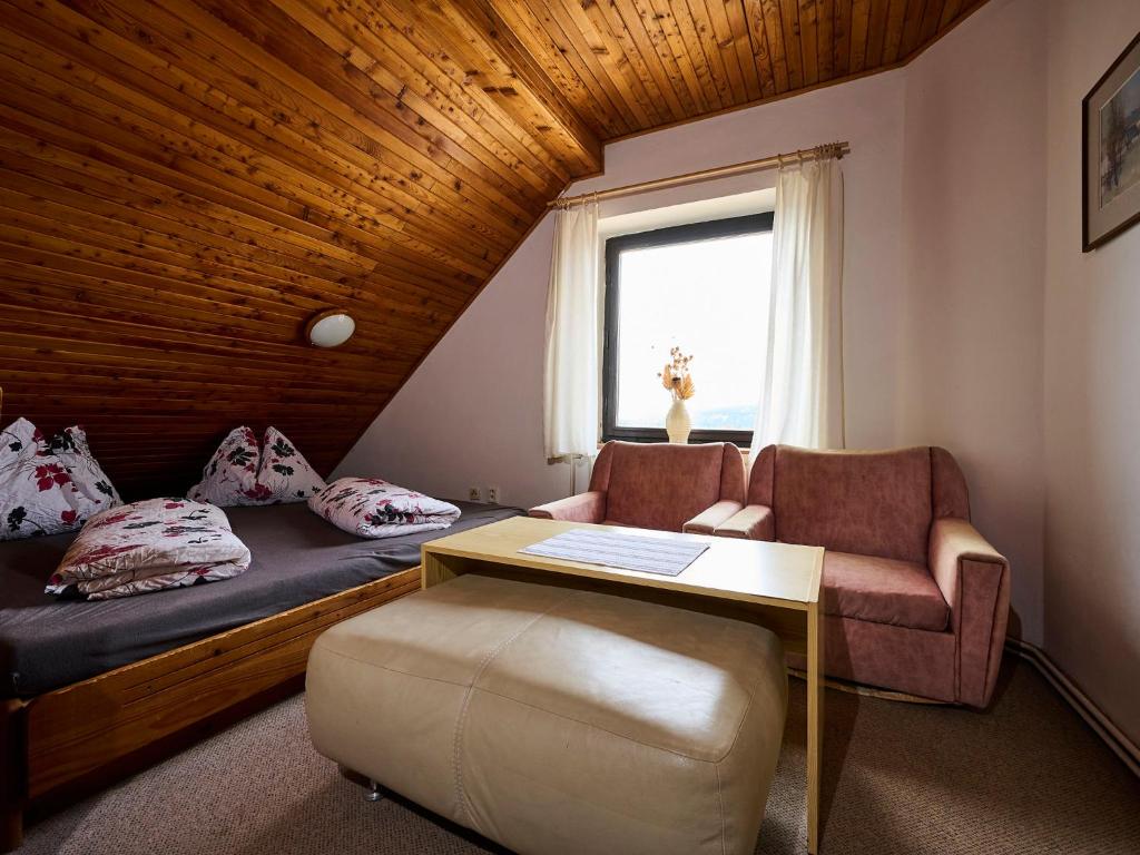 Zimmer mit einem Bett, einem Schreibtisch und einem Stuhl in der Unterkunft Apartment 547-1 by Interhome in Harrachov