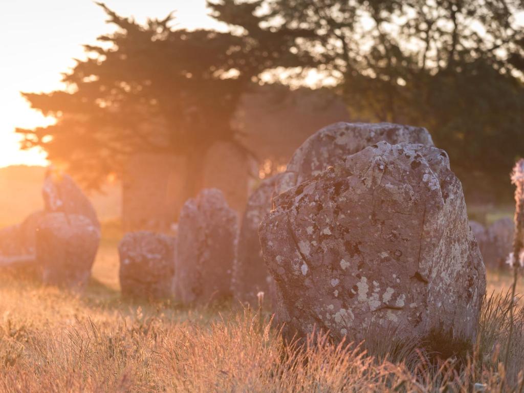 a group of large rocks in a field at Holiday Home Saint-Colomban-2 by Interhome in Carnac