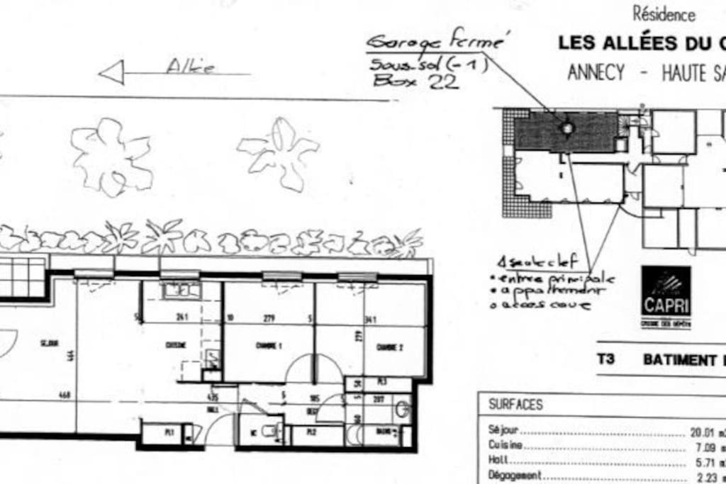 Planimetria di 62 m2 Rez de jardin, terrasse , 6 lits et parking