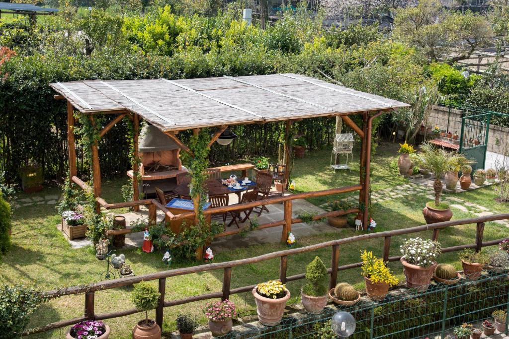 a garden with a gazebo and a bunch of plants at B&B La Casa Nel Giardino in Piano di Sorrento