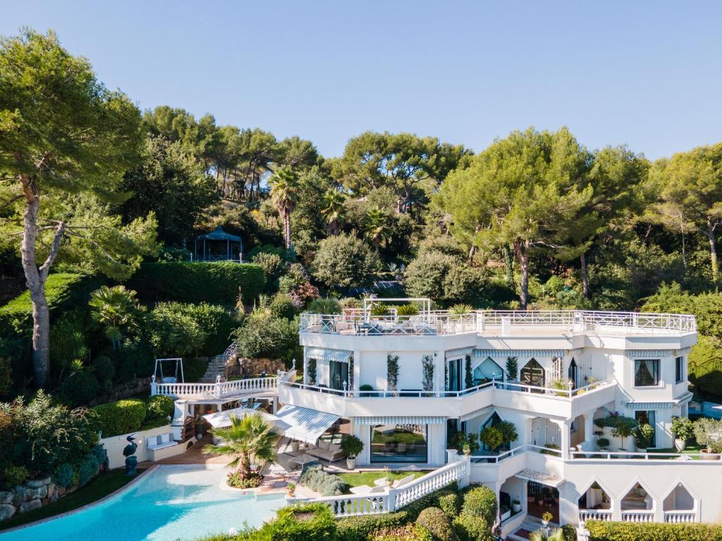 an aerial view of a mansion with a pool at Luxury Villa with SPA in Golfe-Juan - Sea View in Vallauris