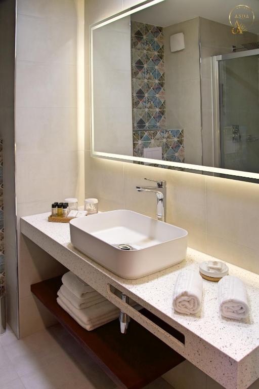 Koupelna v ubytování Hotel Anda