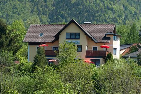 una casa grande en medio de un bosque en Ferienwohnung Haus Stadler, en Bad Ischl